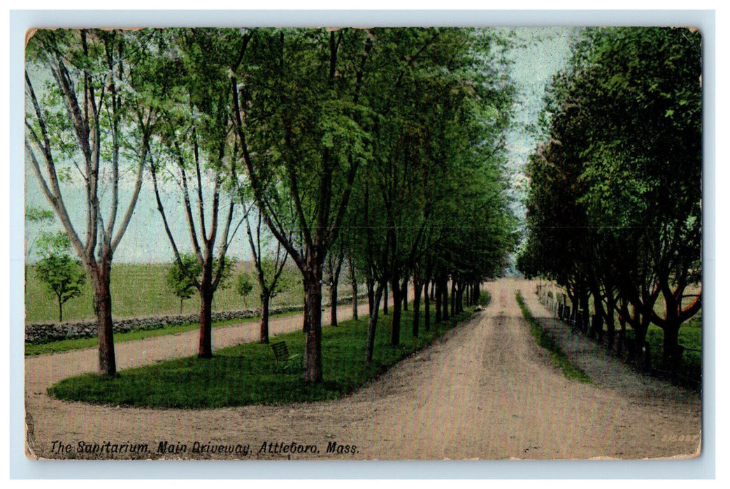 1911 The Sanitarium Main Driveway Attleboro Massachusetts MA Postcard