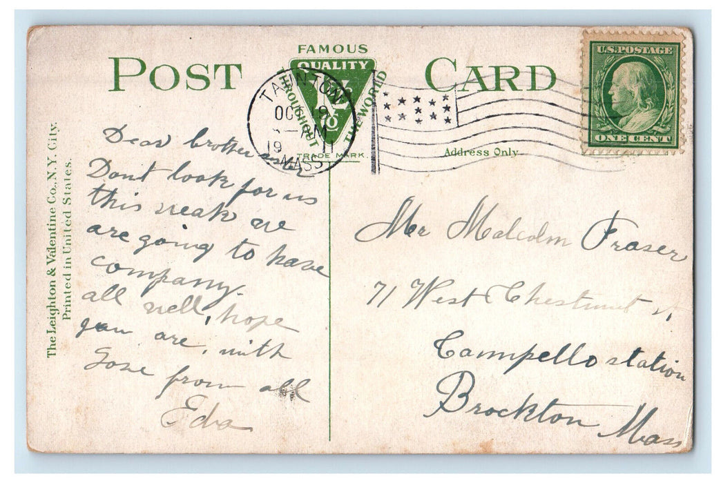1911 The Sanitarium Main Driveway Attleboro Massachusetts MA Postcard
