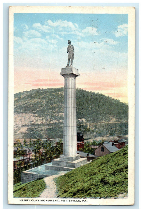 1919 Henry Clay Monument, Pottsville Virginia VA Posted Antique Postcard