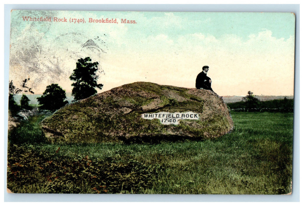 c1910 Whitefield Rock (1740) Brookfield Massachusetts MA Posted Postcard