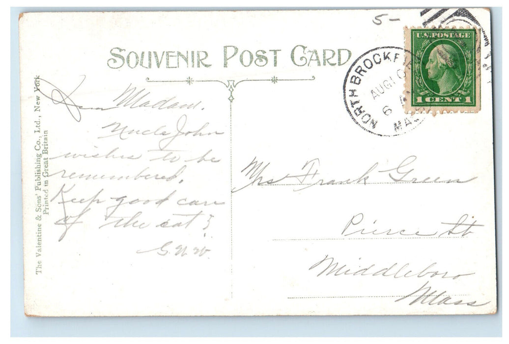 c1910 Whitefield Rock (1740) Brookfield Massachusetts MA Posted Postcard