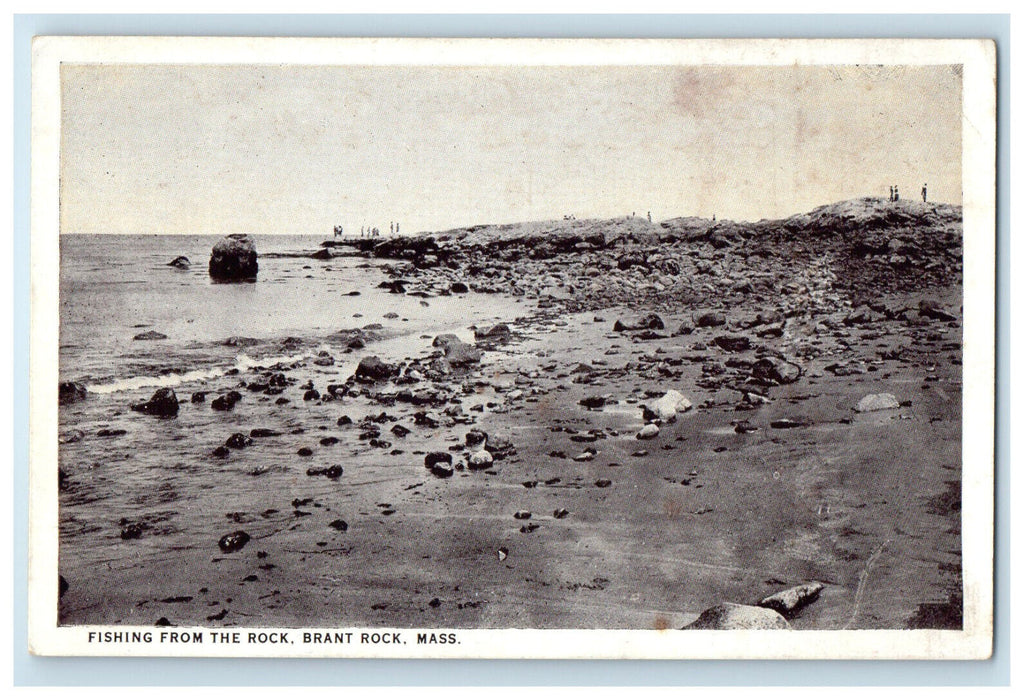 c1910 Fishing From The Rock Brant Rock Massachusetts MA Unposted Postcard