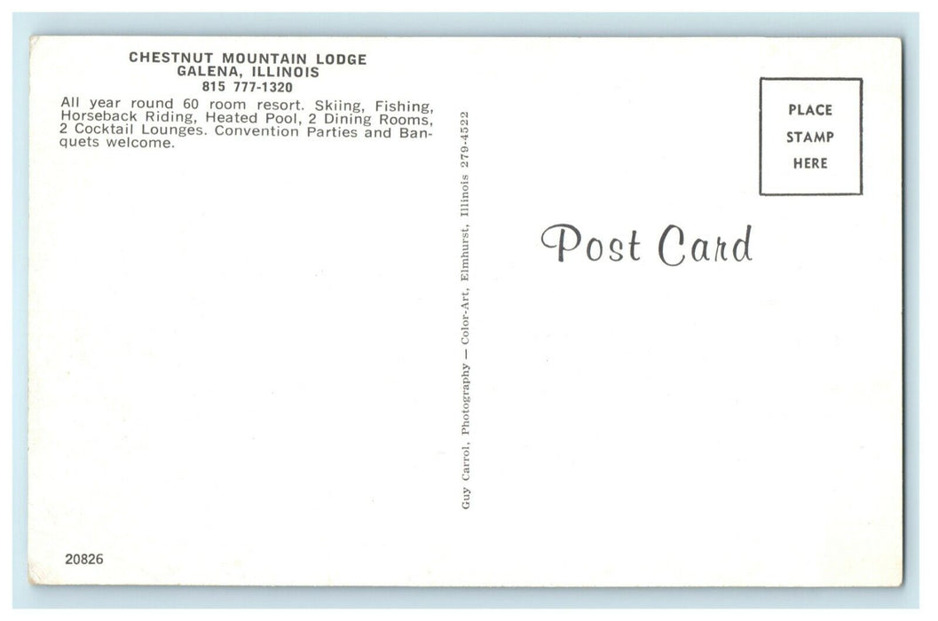 Chestnut Mountain Lodge Galena Illinois IL Unposted Vintage Hotel Postcard