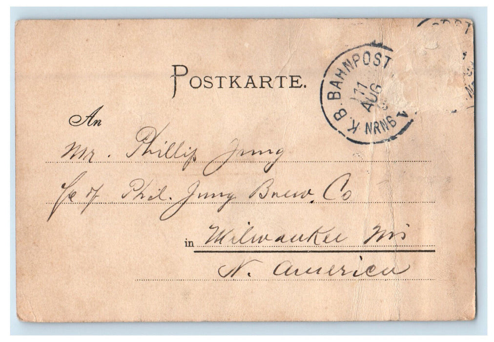 1899 Nuremberg Funnel Gruk Aus Alt Nuremberg Germany Posted Antique Postcard