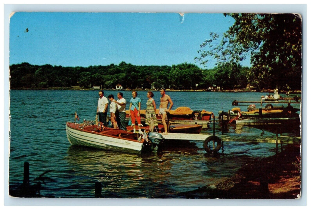 1959 Clarks Landing Waterfront Boat Hamilton Indiana IN Posted Vintage Postcard