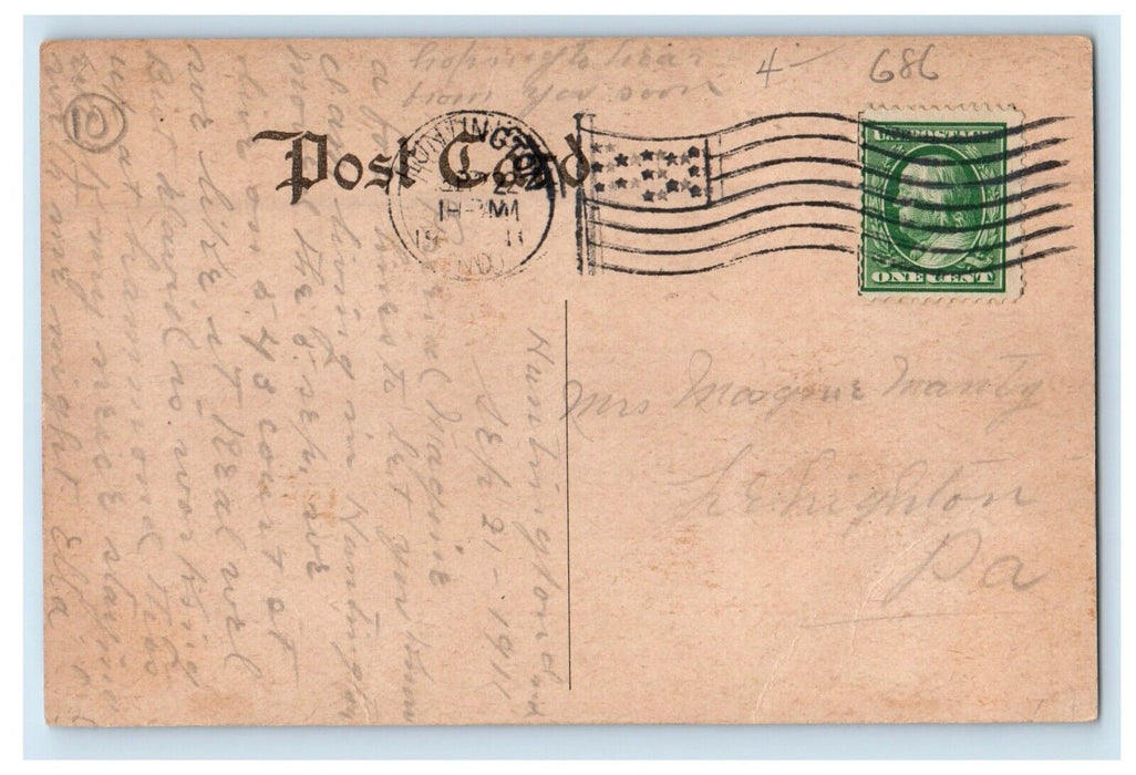 1911 U.B. Church E. Franklin Street Huntington Indiana IN Antique Postcard