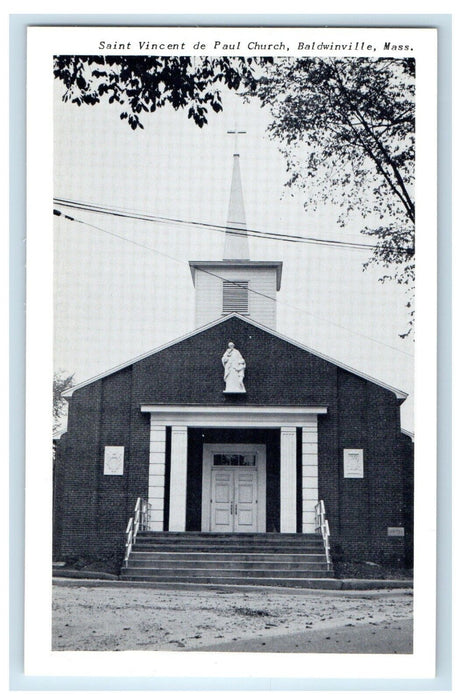 View Of Saint Vincent De Paul Church Baldwinville Massachusetts MA Postcard