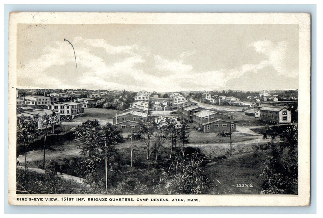 1920 Bird's Eye View Brigade Quarters Camp Devens Ayer Massachusetts MA Postcard
