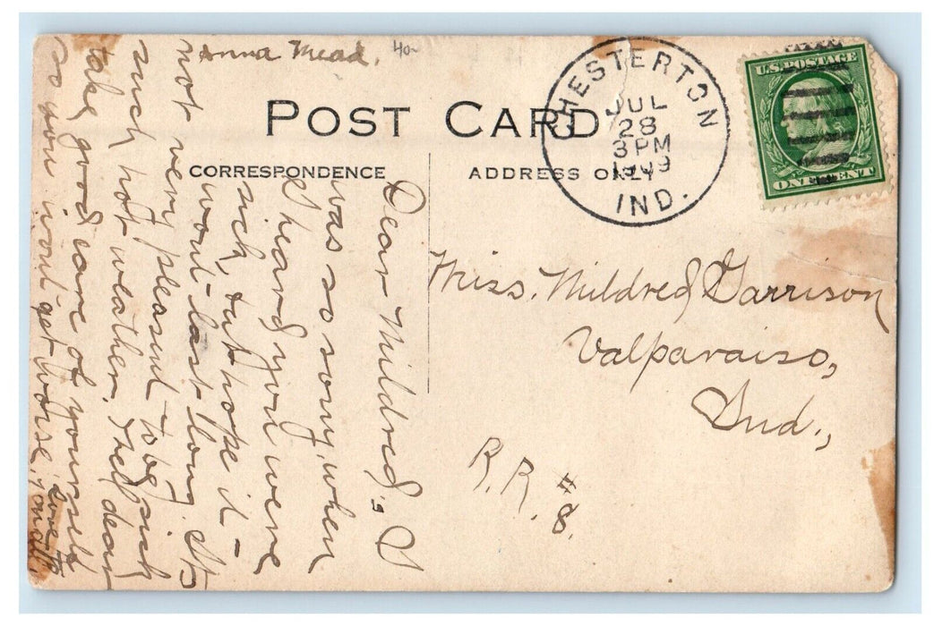 1909 Ger Luth Church Chesterton Indiana IN RPPC Photo Posted Vintage Postcard