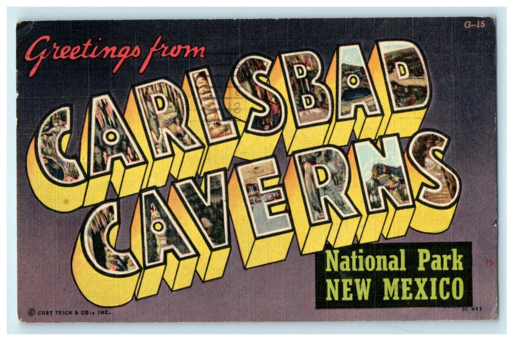 1954 Greetings From Carlsbad Caverns National Park New Mexico Posted Postcard