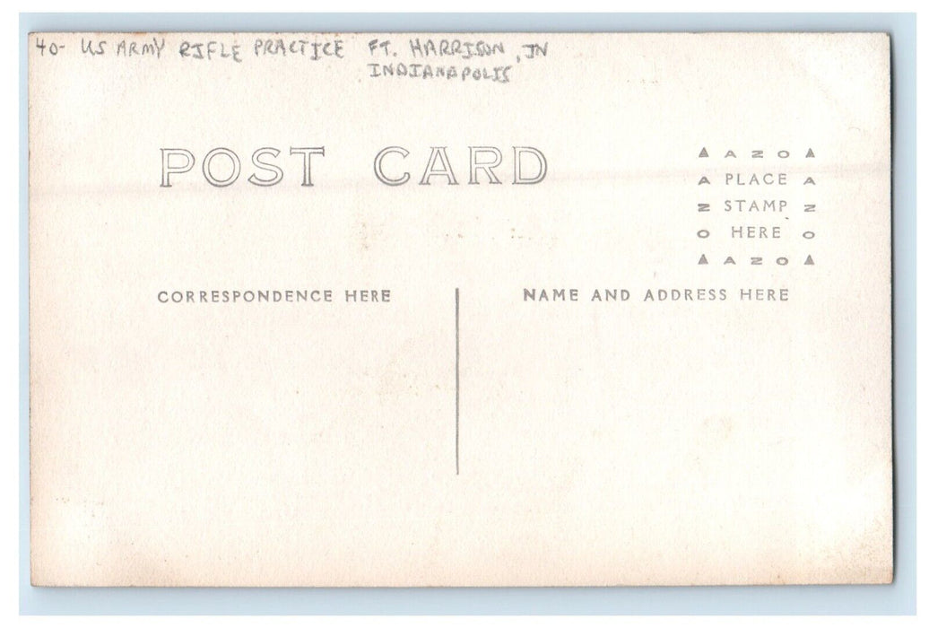 c1910's US Army Rifle Practice Ft. Harrison Indianapolis IN RPPC Photo Postcard
