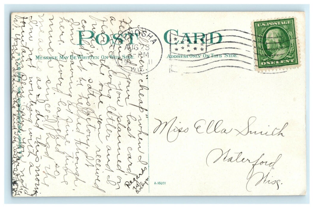 1911 Harbor View Kenosha Wisconsin WI Steamer Ship Posted Postcard