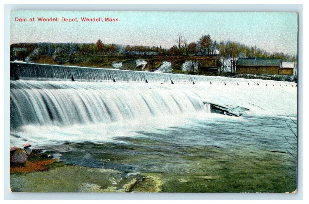 c1910 Damn At Wendell Depot Waterfall Wendell Massachusetts MA Antique Postcard