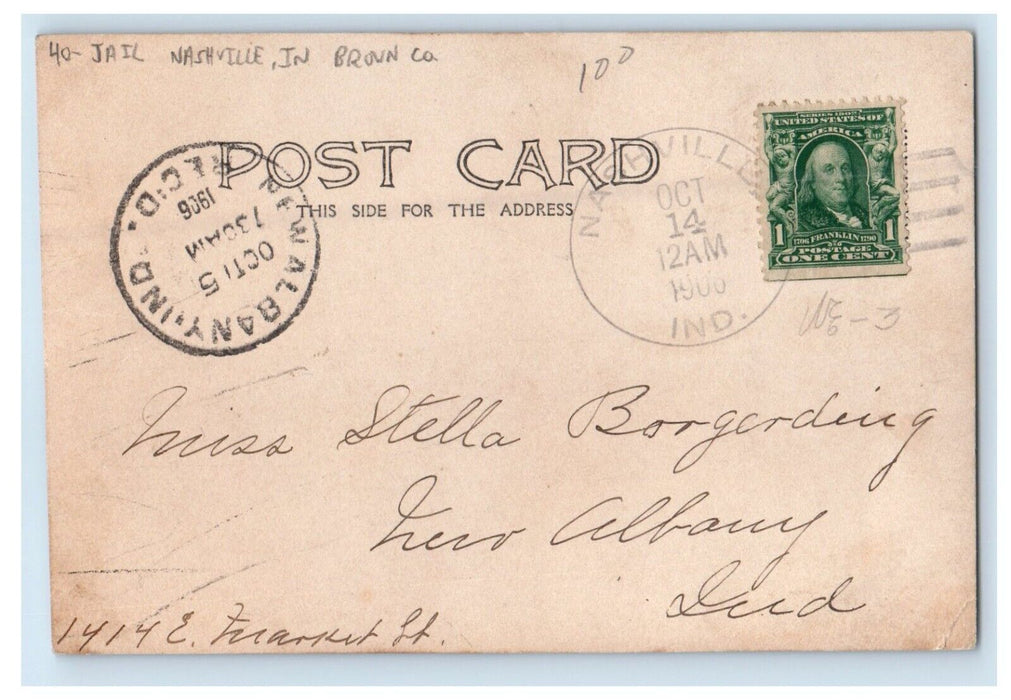 1906 Jail Brown County Nashville Indiana IN RPPC Photo Posted Antique Postcard