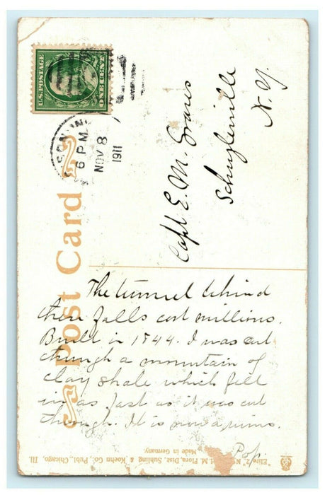 1911 Tunnell Falls Madison Indiana IN Posted Antique Waterfall Postcard