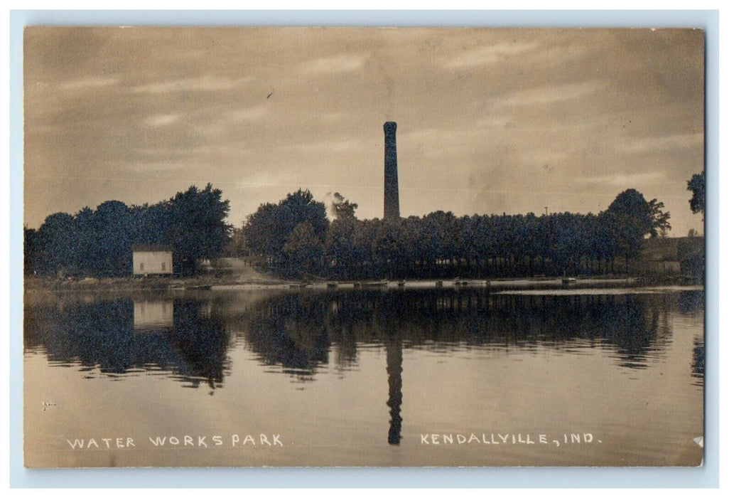 c1910's Water Works Park Kendallville Indiana IN RPPC Photo Antique Postcard