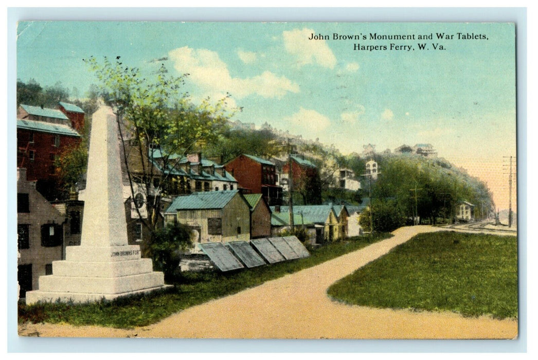 1913 John Brown's Monument War Tablets Harpers Ferry West Virginia WV Postcard