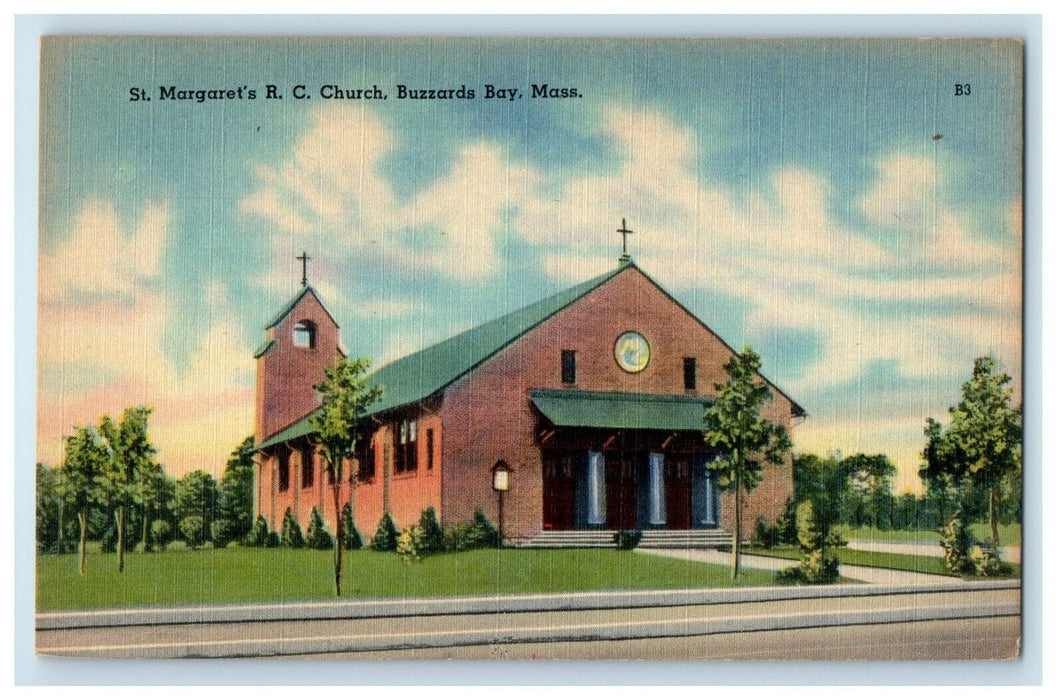 c1940's St. Margaret's R.C Church Buzzards Bay Massachusetts MA Vintage Postcard