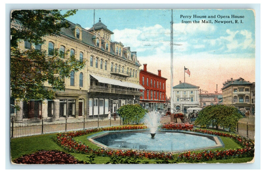 1917 Perry House Opera House Mall Newport Rhode Island RI Fall River MA Postcard