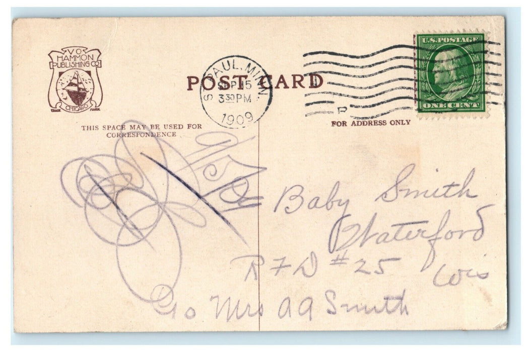 1909 Soldier's Home Confluence Minnehaha Creek Miss. River Wisconsin WI Postcard