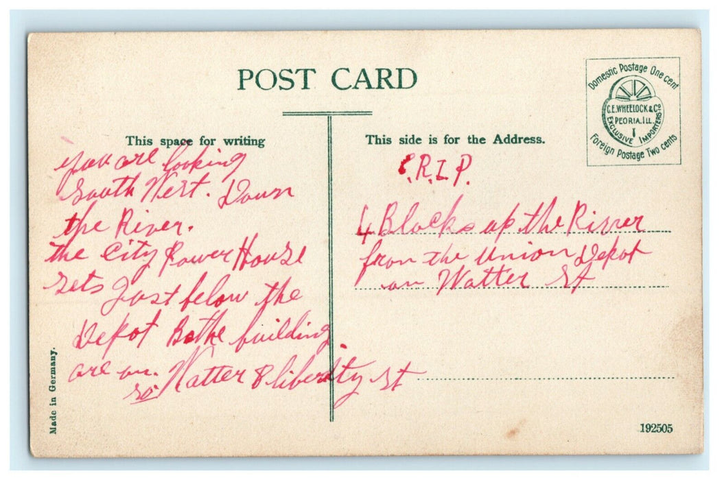 c1910 CRI&P Depot Peoria Illinois IL Posted Antique Postcard