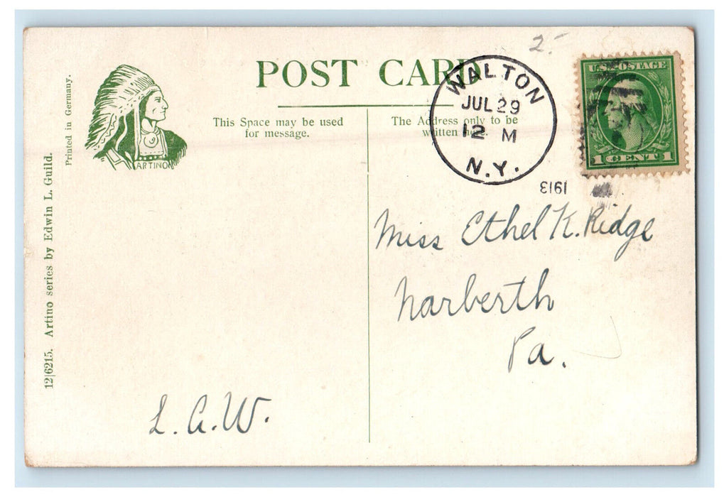 1913 State Armory on the Banks of Delaware Walton New York NY Postcard