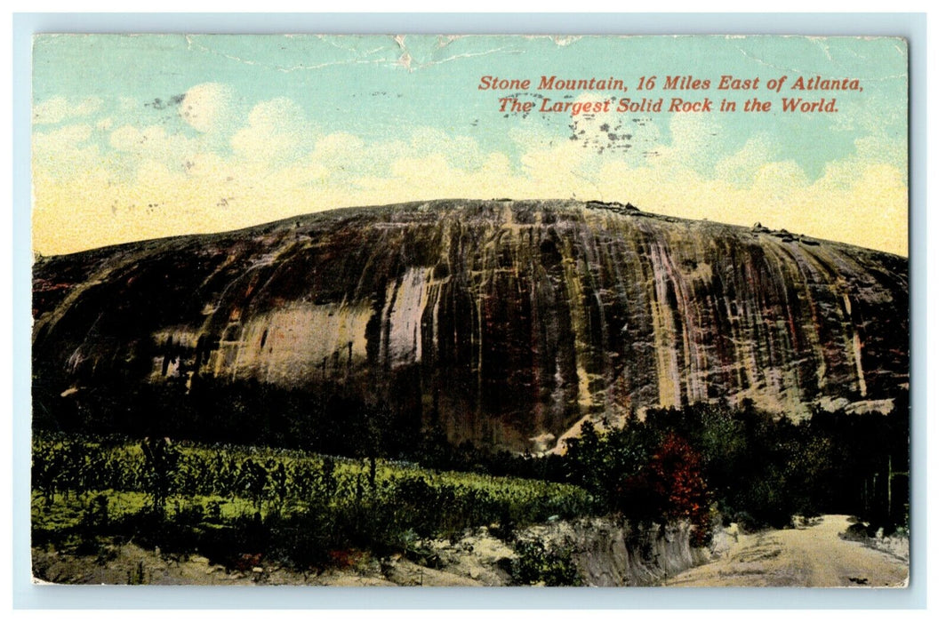 1913 Stone Mountain Largest Solid Rock Atlanta Georgia GA Posted Postcard
