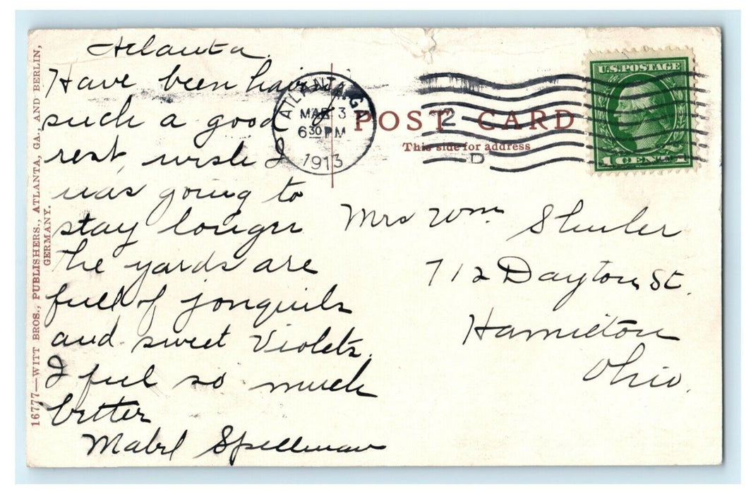 1913 Stone Mountain Largest Solid Rock Atlanta Georgia GA Posted Postcard