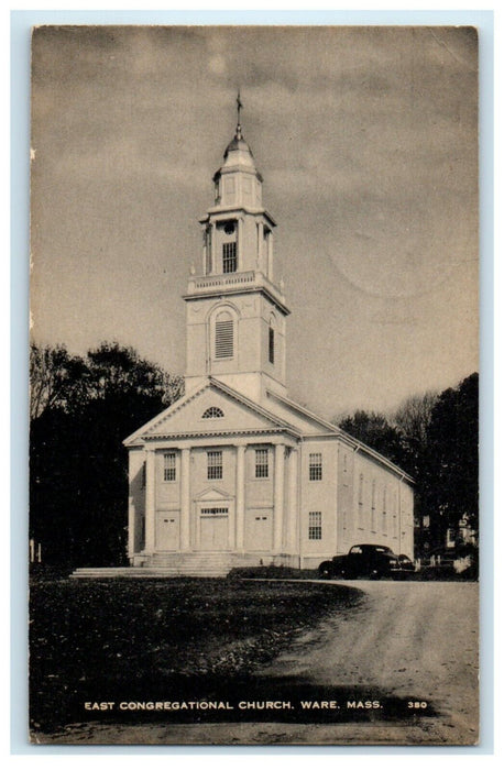 1937 East Congregational Church Ware Massachusetts MA Vintage Postcard