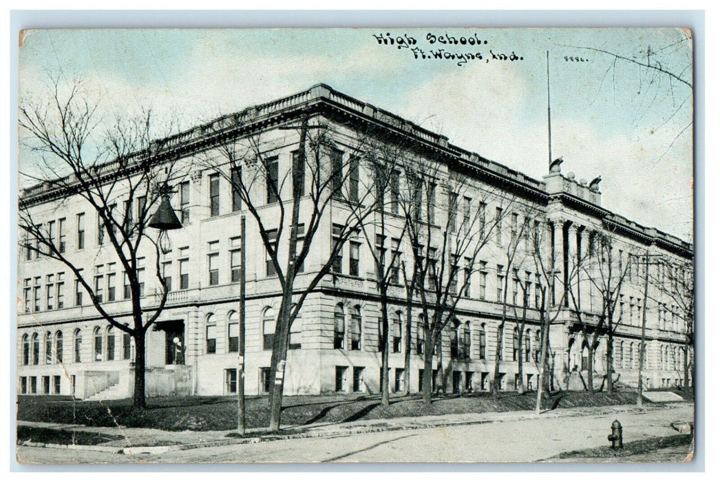 1911 High School Building Street View Fort Wayne Havana Indiana IN Postcard