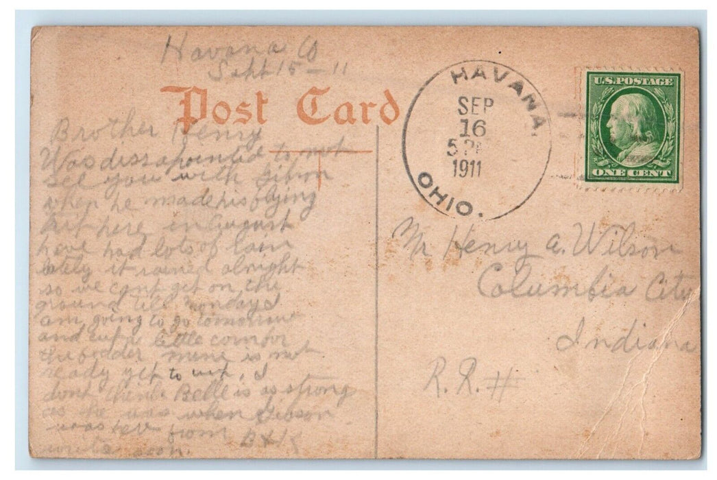 1911 High School Building Street View Fort Wayne Havana Indiana IN Postcard