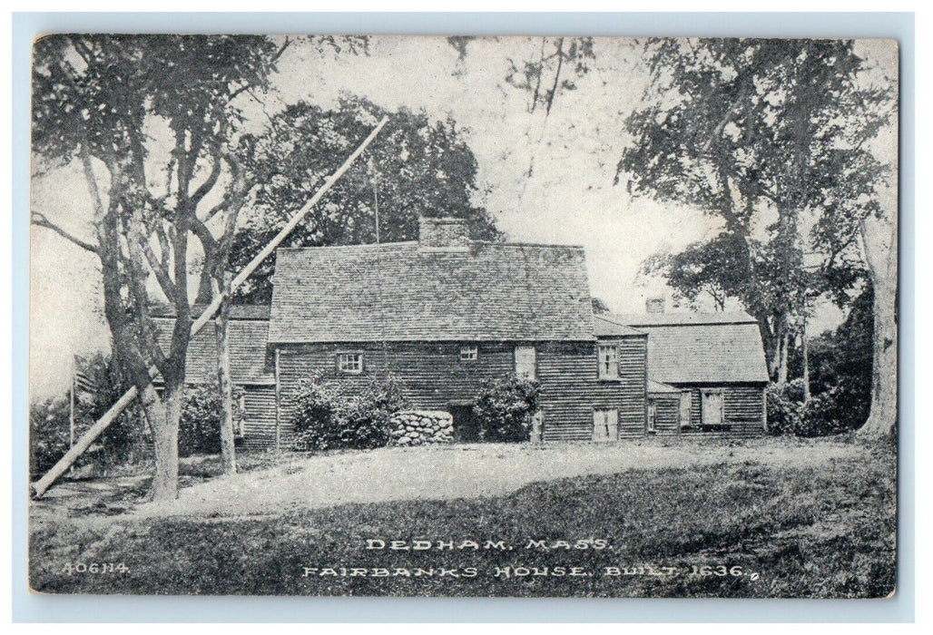 c1910's Fairbanks House Built 1636 Dedham Massachusetts MA Antique Postcard