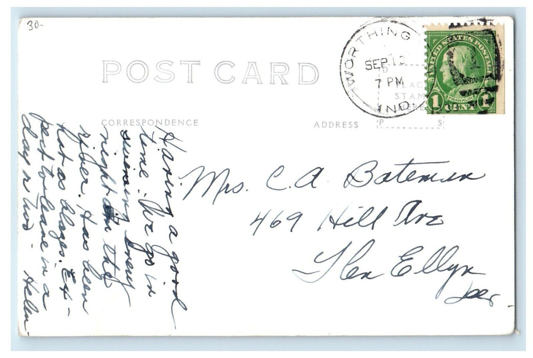 1909 View Of Eel River Worthington Indiana IN RPPC Photo Posted Antique Postcard