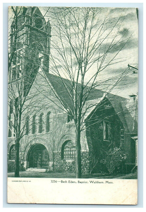 c1905 Berth Eden, Baptist Waltham Massachusetts MA Undivided Back Postcard