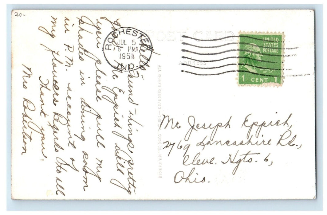1951 Colonial Hotel Manitou Lake Rochester Indiana IN RPPC Photo Posted Postcard