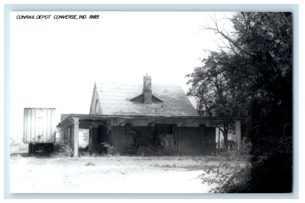 1985 Conrail Depot Station Train Converse Indiana IN RPPC Photo Vintage Postcard