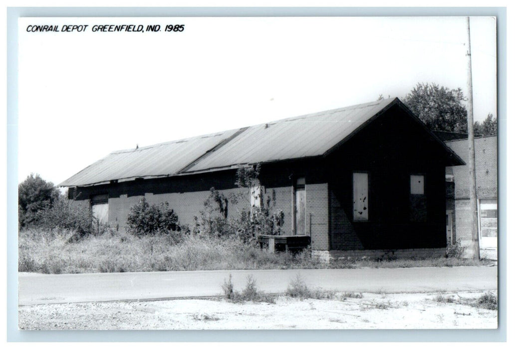 1985 Conrail Depot Station Train Greenfield Indiana IN RPPC Photo Postcard