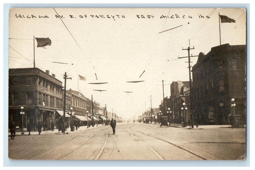 c1905 Chicago Avenue Of Forsyth East Chicago Indiana IN RPPC Photo Postcard