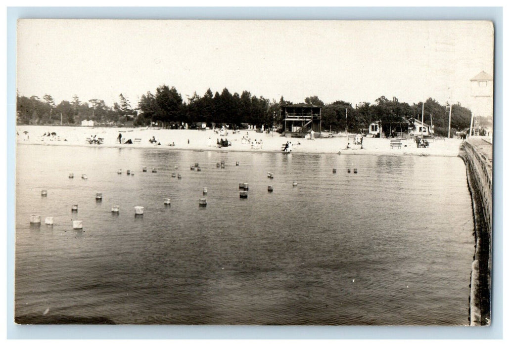 c1910's View Of Lake Michigan Pier Indiana Illinois IN IL RPPC Photo Postcard