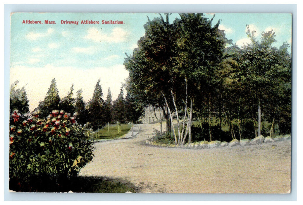 c1910 Driveway Attleboro Sanitarium Attleboro Massachusetts MA Postcard
