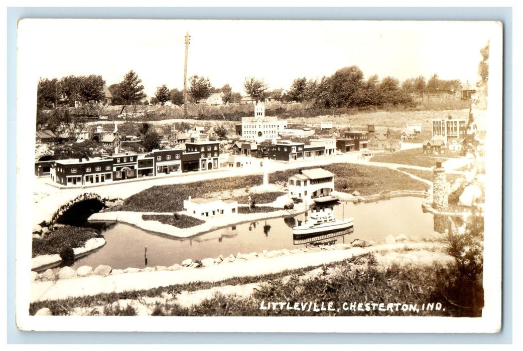 c1940's Bird's Eye View Of Littleville Chesterton Indiana IN RPPC Photo Postcard