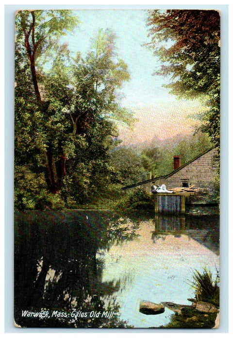 1911 Gales Old Mill Lake Scene Warwick Massachusetts MA Antique Postcard