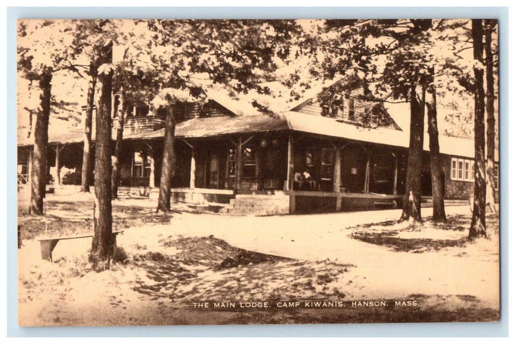 c1940's The Main Lodge Camp Kiwanis Hanson Massachusetts MA Vintage Postcard