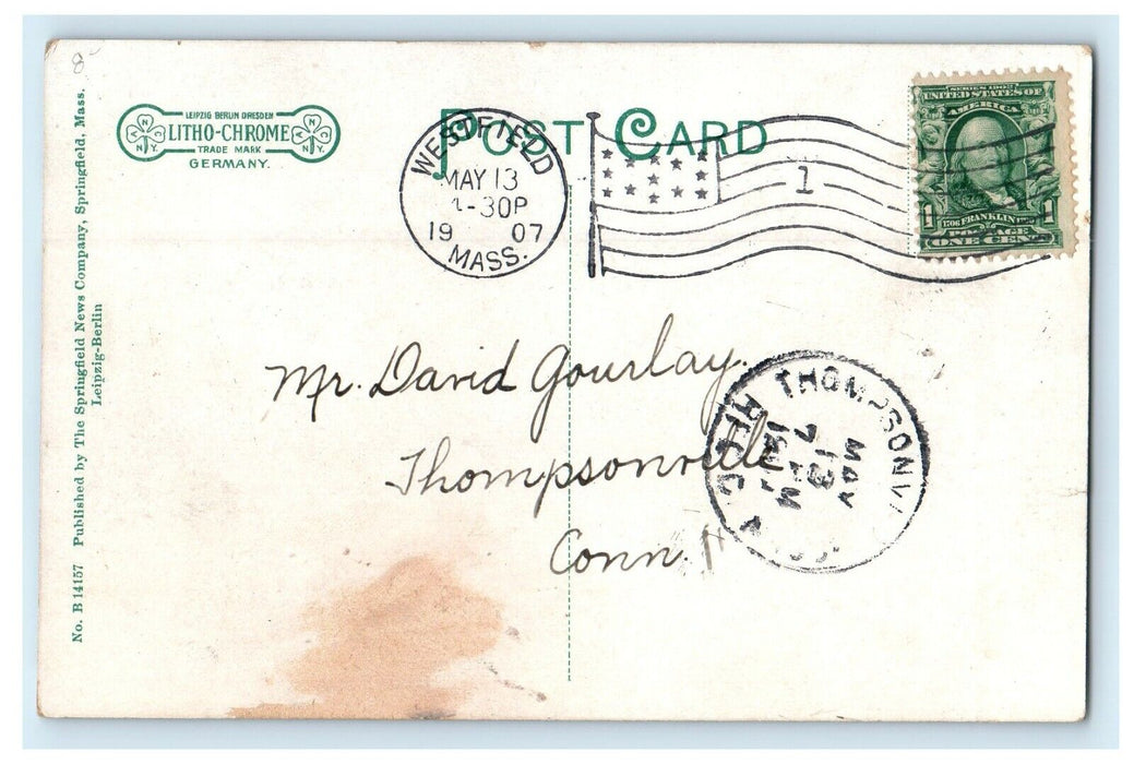 1907 Franklin St. from Washington East, Westfield Massachusetts MA Postcard