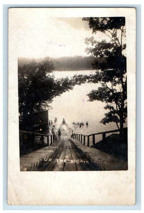 1907 Tobbogan Slide On The Shoots Hamilton Indiana IN RPPC Photo Postcard