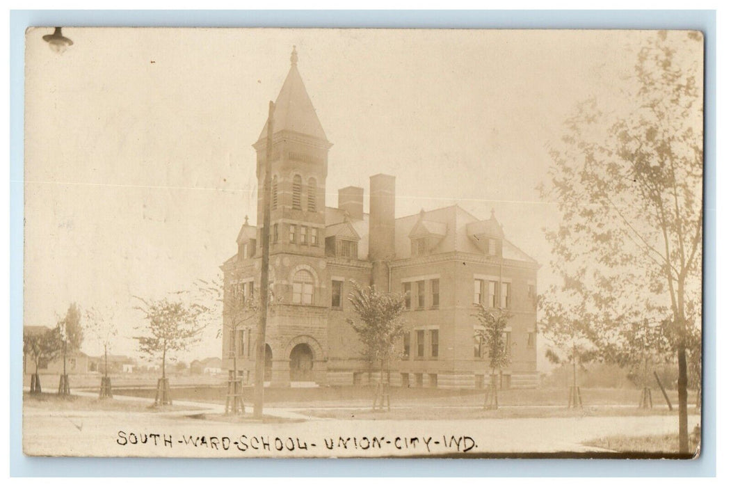 1907 South Ward School Union City Indiana IN RPPC Photo Posted Antique Postcard