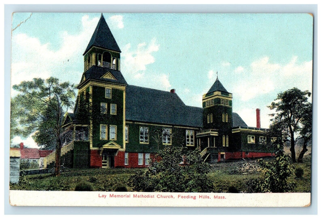c1910's Lay Memorial Methodist Church Feeding Hills Massachusetts MA Postcard