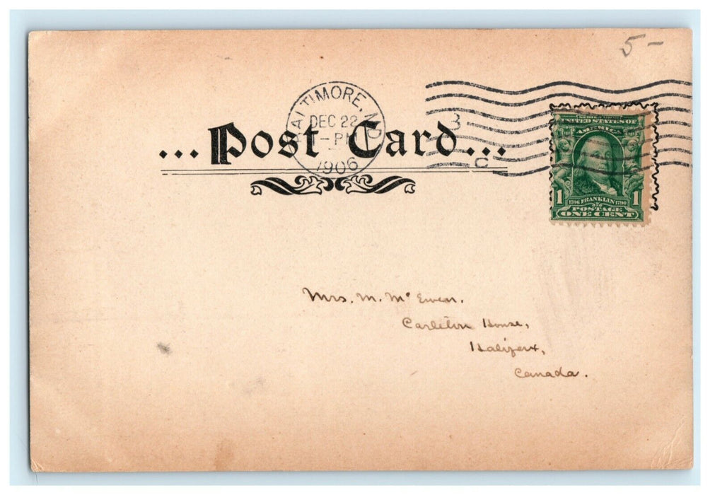 1906 Centennial Fountain Eutaw Place Baltimore Maryland MD Posted Postcard
