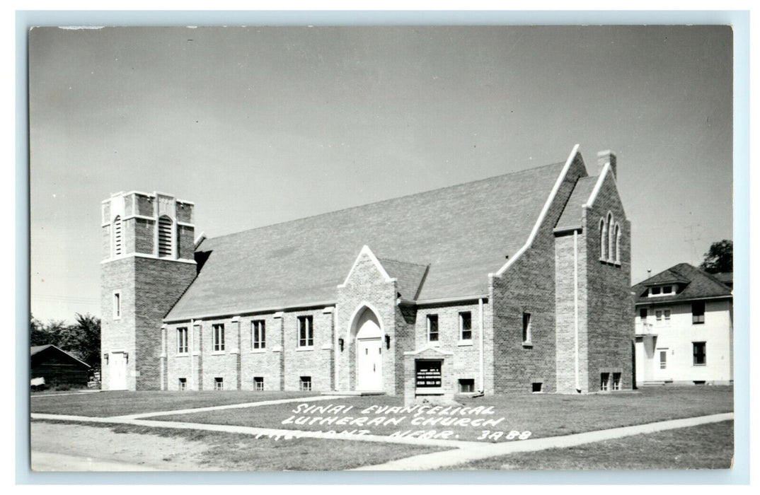 c1950's Sinai Evangelical Lutheran Church Fremont Nebraska RPPC Photo Postcard