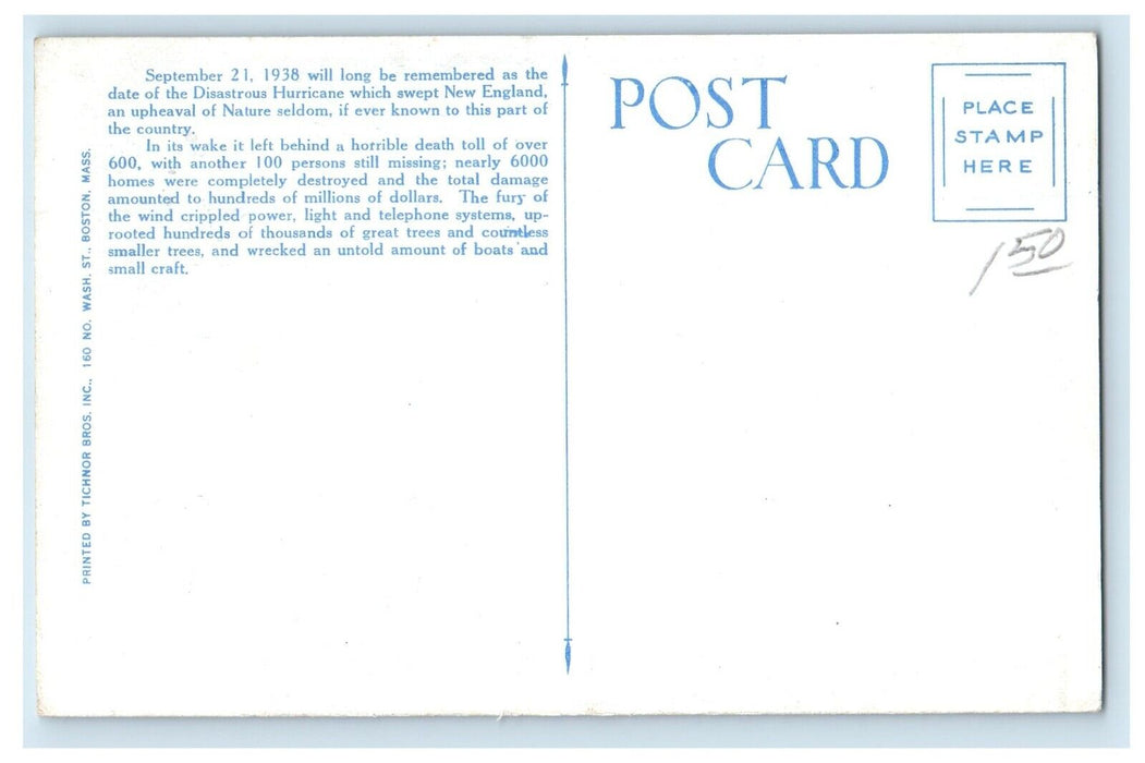 1938 Church Destroyed By Hurricane's Fury Cambridge Massachusetts MA Postcard